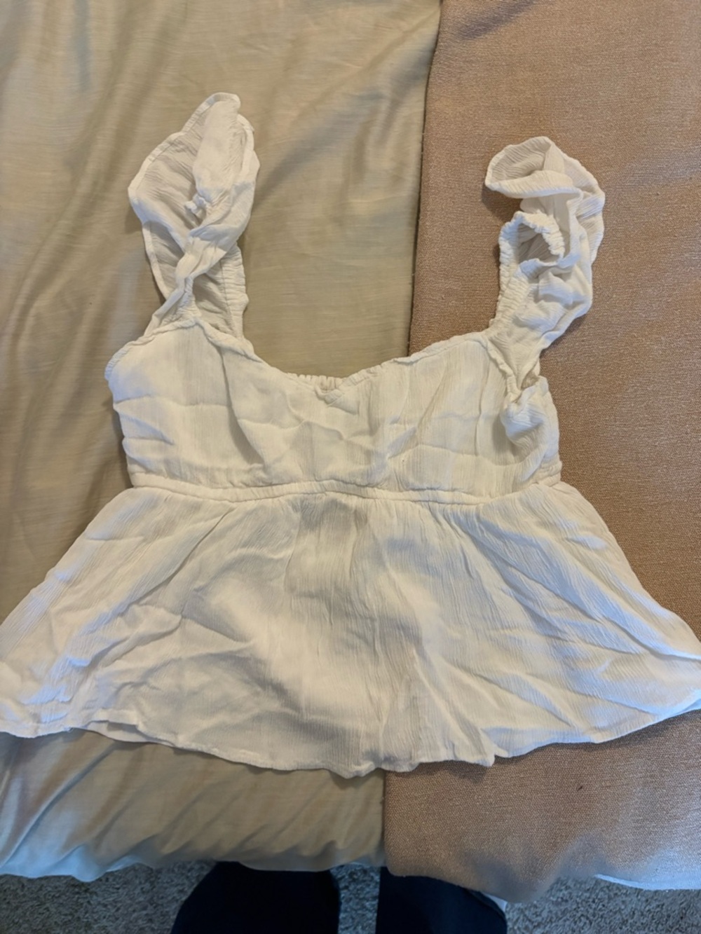 Hollister White Ruffled-Strap Peplum Camisole